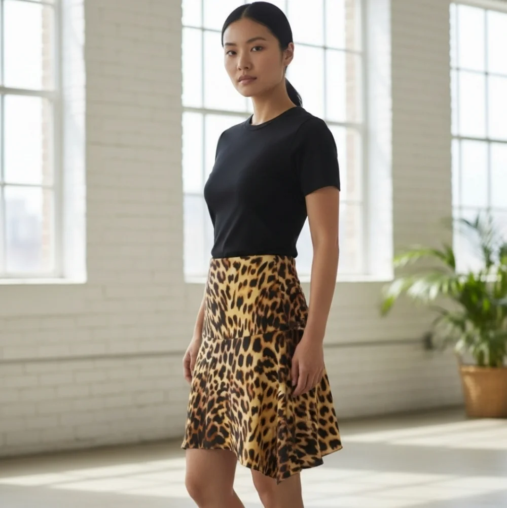 $895 NWT STELLA MCCARTNEY Tortoise Shell Print Satin Envers Mini Skirt IT34 - Picture 1 of 5